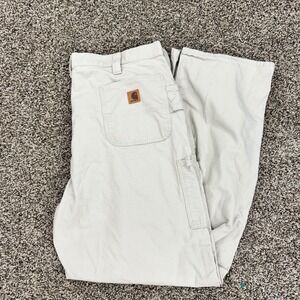 Carhartt B151 Work Pants Mens 42x34 Tan Loose Original Fit Canvas Carpenter